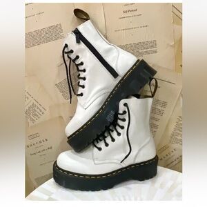 Free People Dr Martens Jadon Boot Platform Smooth White Leather